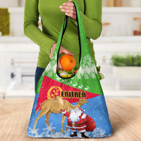 Custom Eritrea Christmas Grocery Bag Santa Claus With Dromedary Camel