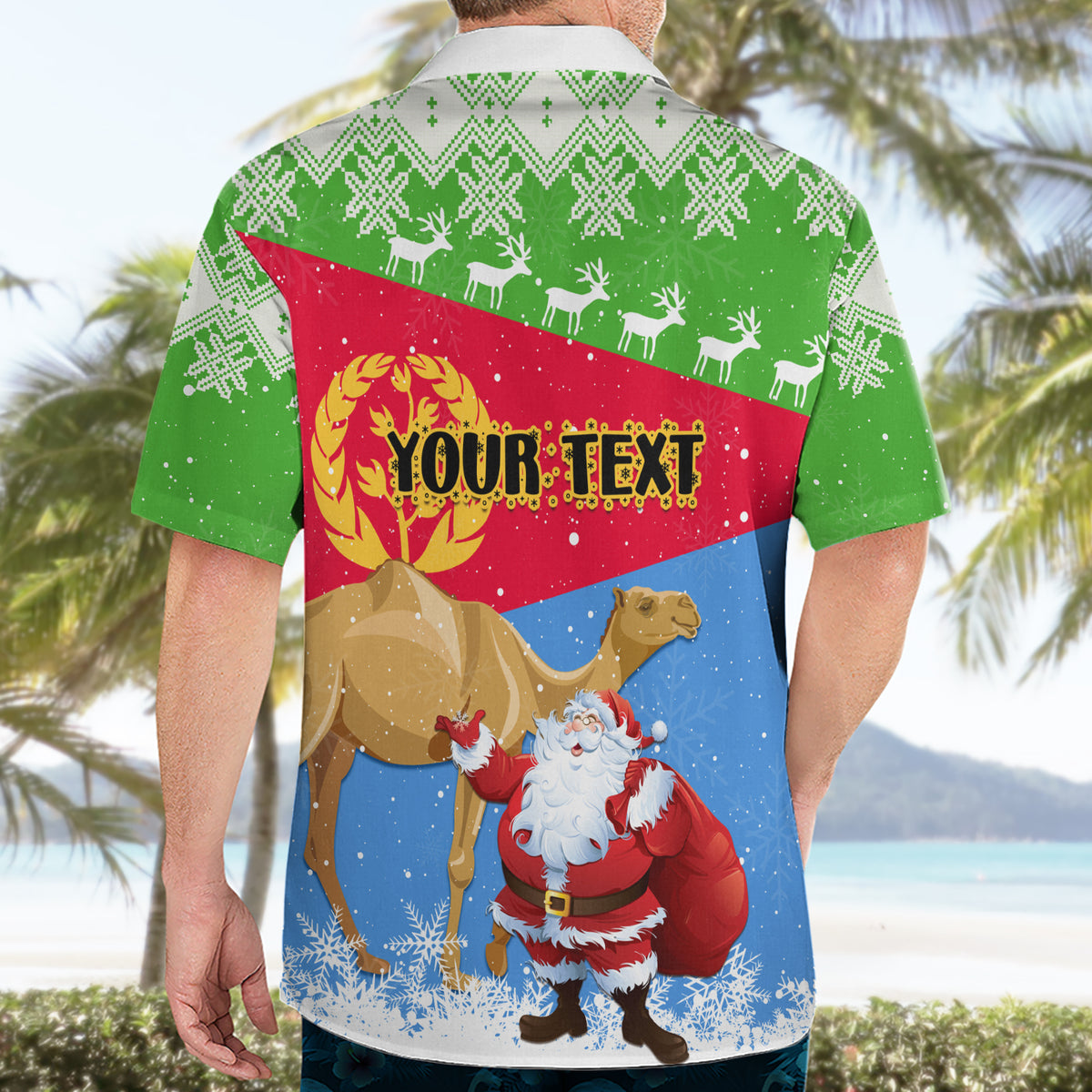 Custom Eritrea Christmas Hawaiian Shirt Santa Claus With Dromedary Camel - Wonder Print Shop