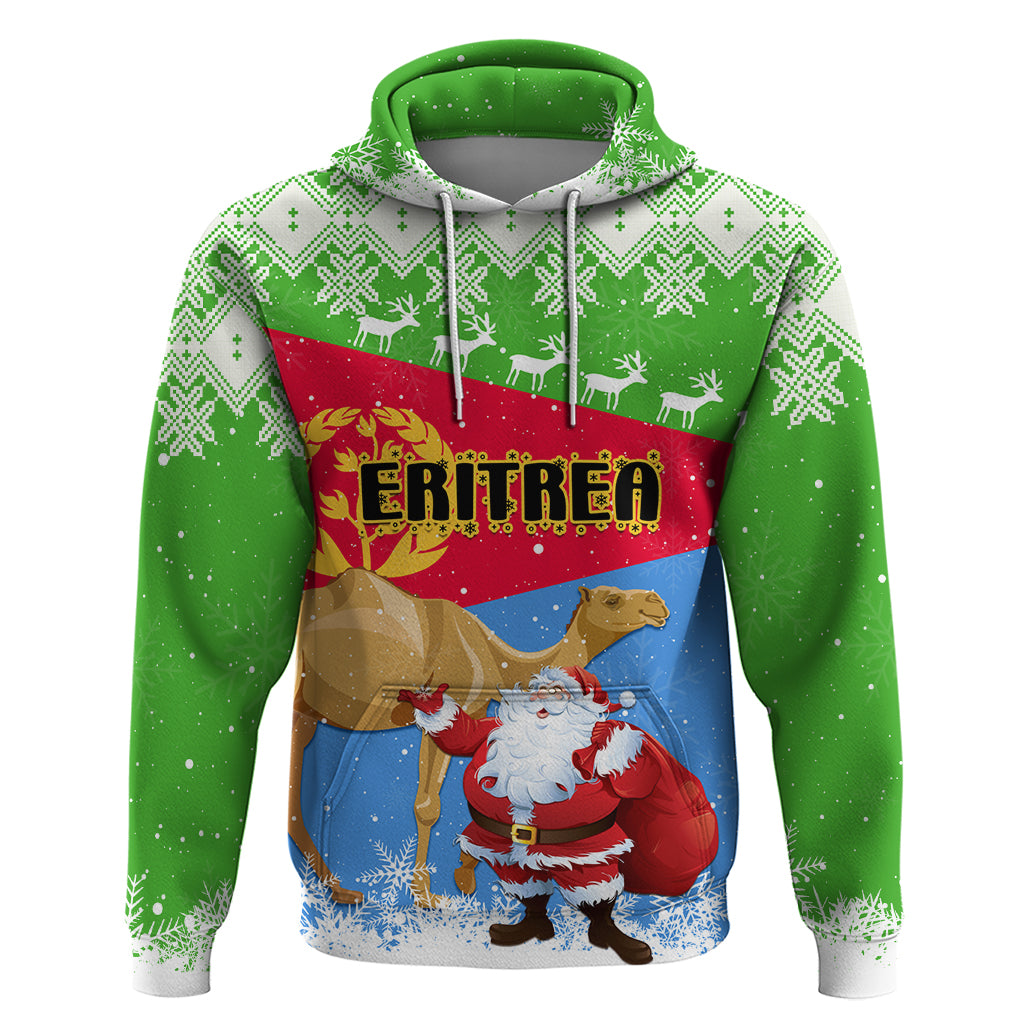 Custom Eritrea Christmas Hoodie Santa Claus With Dromedary Camel - Wonder Print Shop
