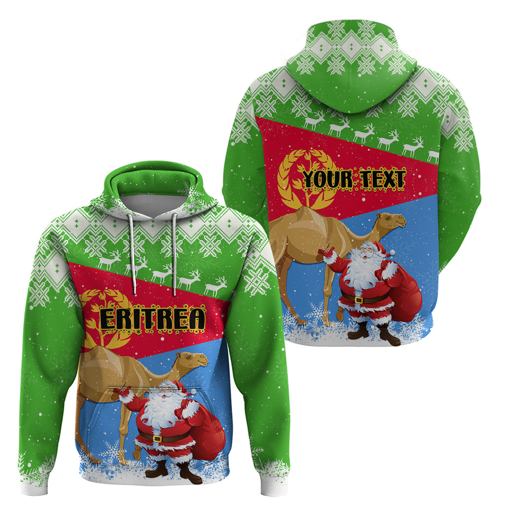 Custom Eritrea Christmas Hoodie Santa Claus With Dromedary Camel - Wonder Print Shop