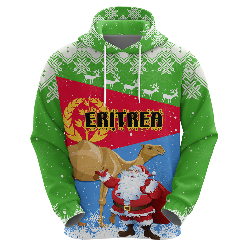 Custom Eritrea Christmas Hoodie Santa Claus With Dromedary Camel - Wonder Print Shop