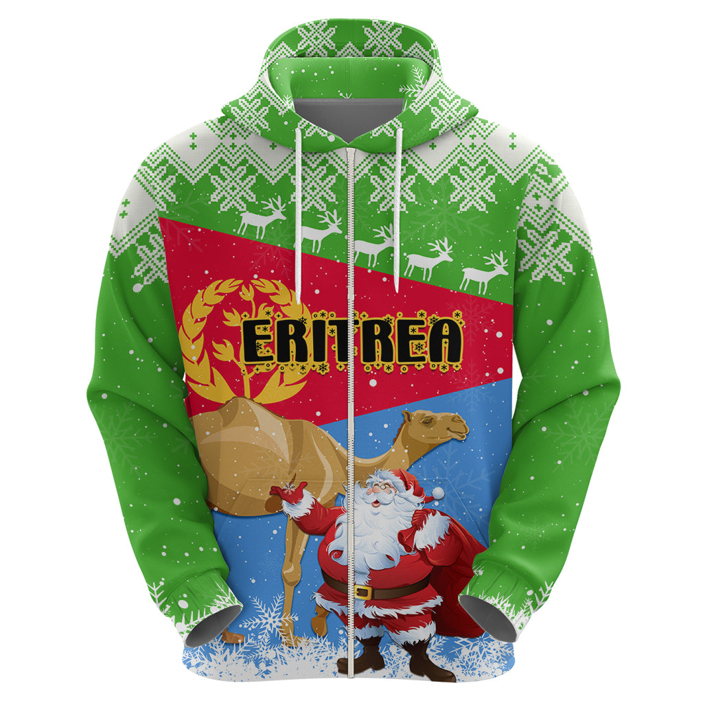 Custom Eritrea Christmas Hoodie Santa Claus With Dromedary Camel - Wonder Print Shop