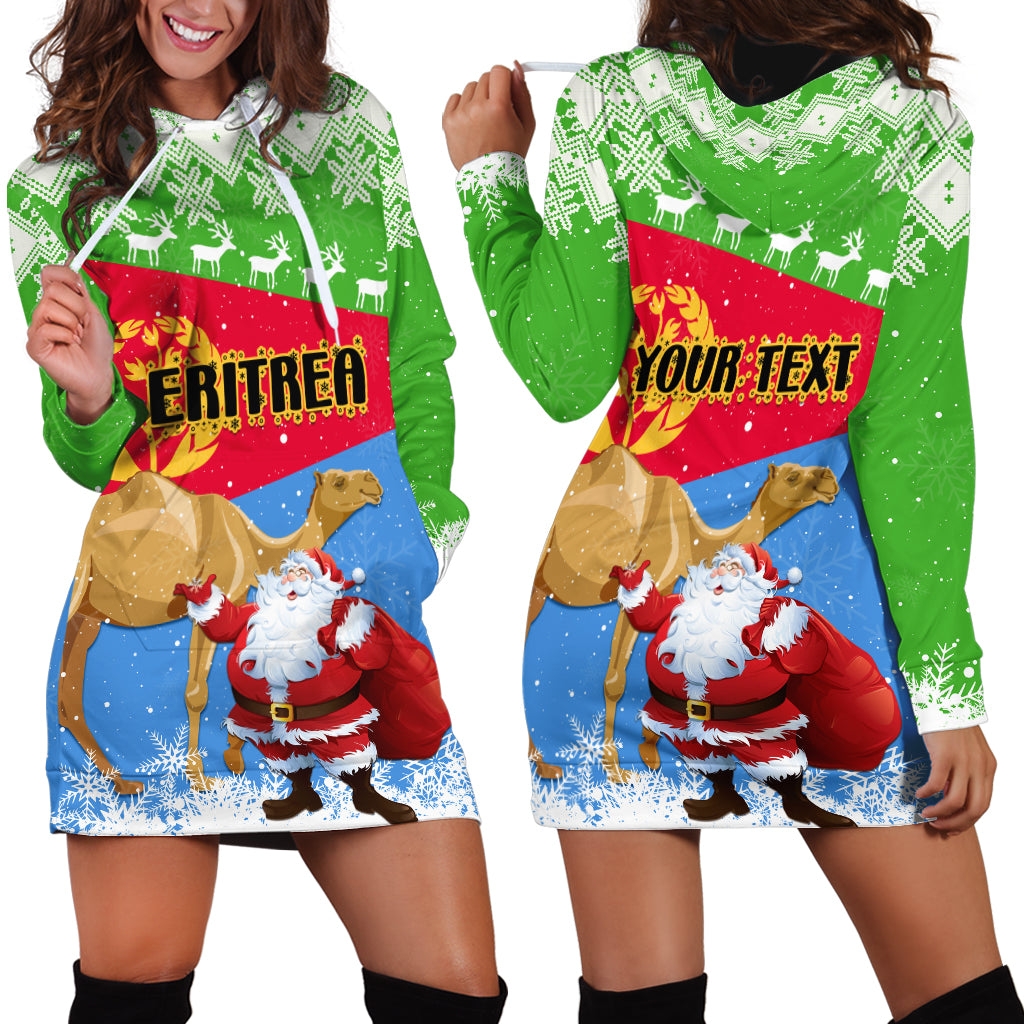 Custom Eritrea Christmas Hoodie Dress Santa Claus With Dromedary Camel - Wonder Print Shop