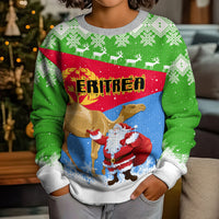 Custom Eritrea Christmas Kid Ugly Christmas Sweater Santa Claus With Dromedary Camel - Wonder Print Shop