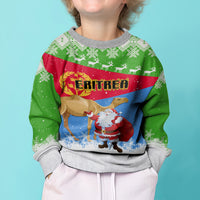 Custom Eritrea Christmas Kid Ugly Christmas Sweater Santa Claus With Dromedary Camel - Wonder Print Shop