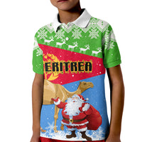 Custom Eritrea Christmas Kid Polo Shirt Santa Claus With Dromedary Camel - Wonder Print Shop