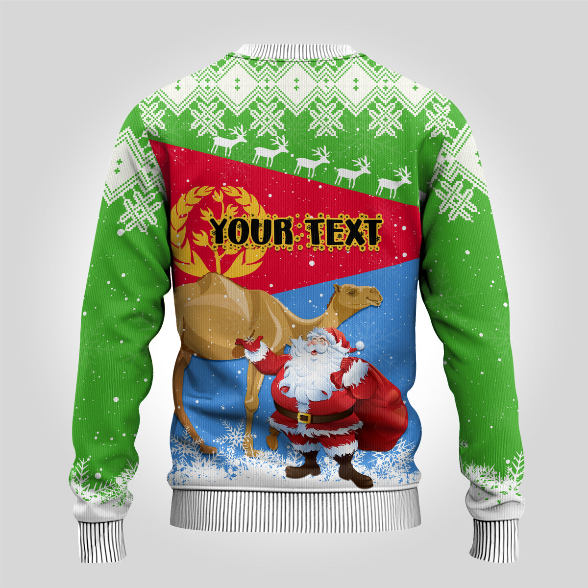 Custom Eritrea Christmas Ugly Christmas Sweater Santa Claus With Dromedary Camel - Wonder Print Shop