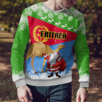 Custom Eritrea Christmas Ugly Christmas Sweater Santa Claus With Dromedary Camel - Wonder Print Shop