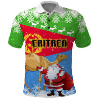 Custom Eritrea Christmas Polo Shirt Santa Claus With Dromedary Camel - Wonder Print Shop