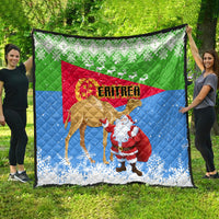 Custom Eritrea Christmas Quilt Santa Claus With Dromedary Camel - Wonder Print Shop
