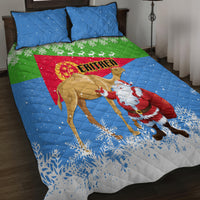 Custom Eritrea Christmas Quilt Bed Set Santa Claus With Dromedary Camel - Wonder Print Shop