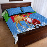 Custom Eritrea Christmas Quilt Bed Set Santa Claus With Dromedary Camel - Wonder Print Shop