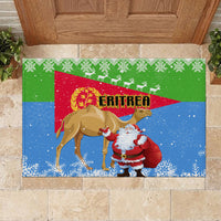 Custom Eritrea Christmas Rubber Doormat Santa Claus With Dromedary Camel - Wonder Print Shop