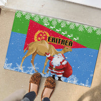 Custom Eritrea Christmas Rubber Doormat Santa Claus With Dromedary Camel - Wonder Print Shop