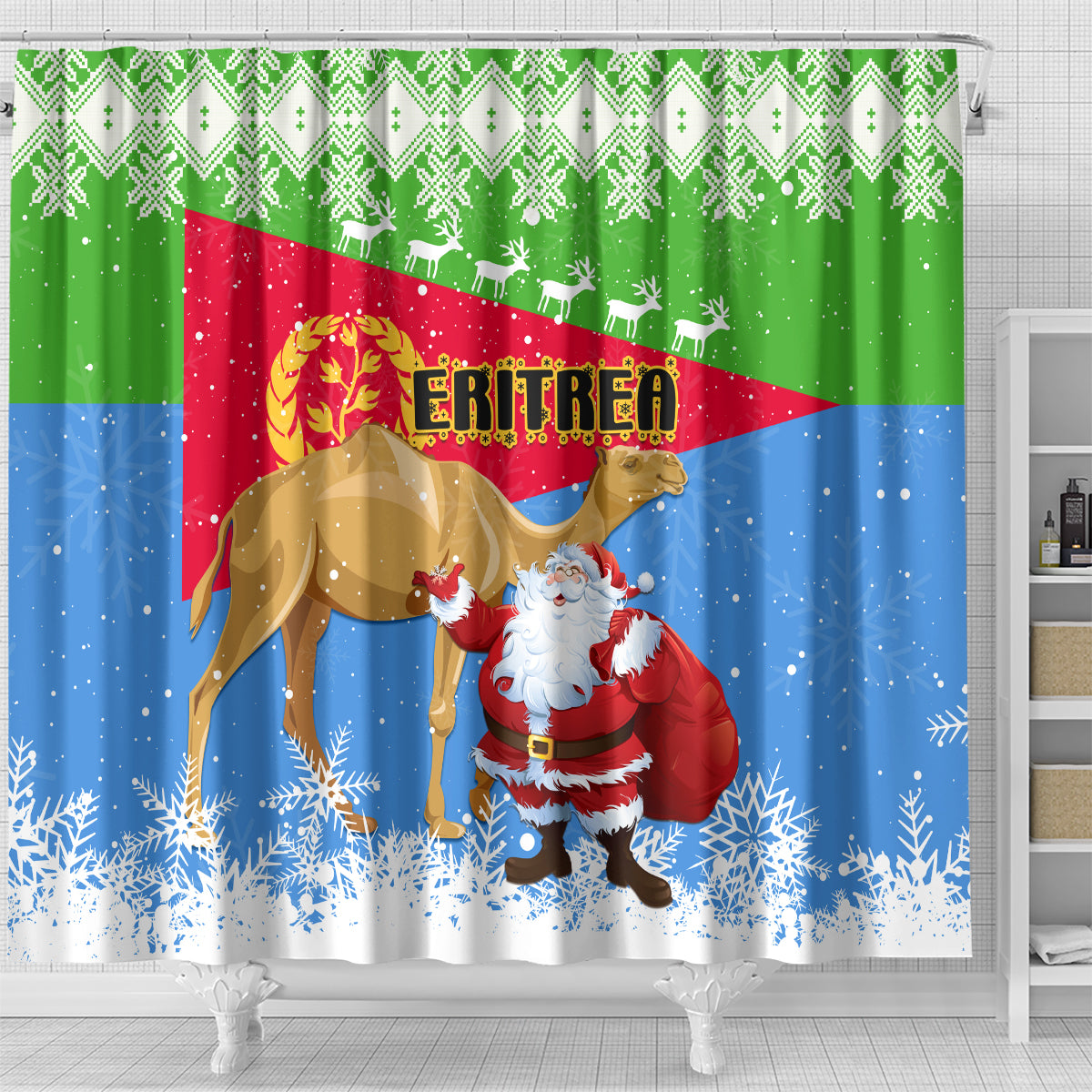 custom-eritrea-christmas-shower-curtain-santa-claus-with-dromedary-camel