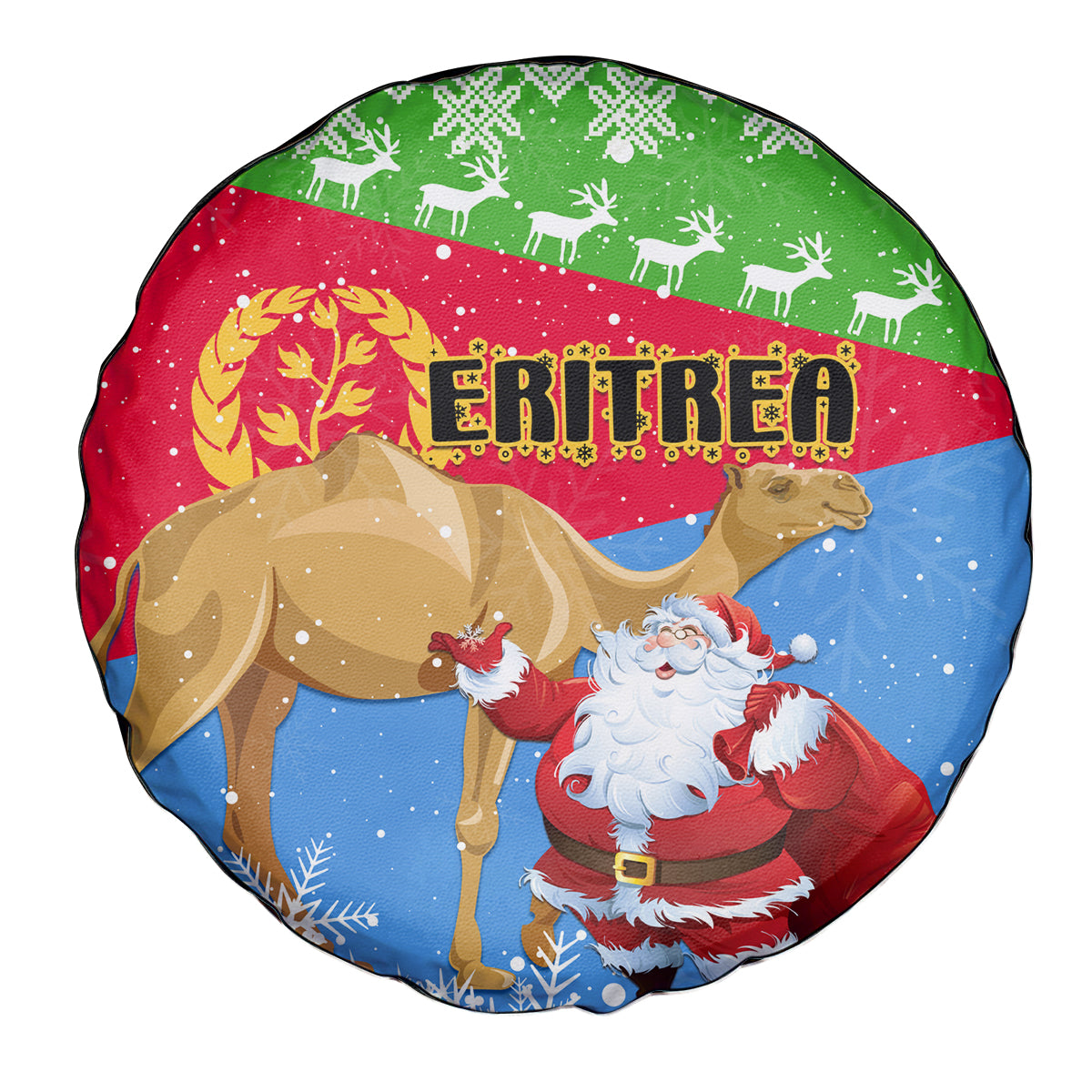 Custom Eritrea Christmas Spare Tire Cover Santa Claus With Dromedary Camel - Wonder Print Shop