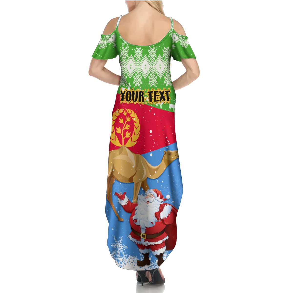 Custom Eritrea Christmas Summer Maxi Dress Santa Claus With Dromedary Camel - Wonder Print Shop