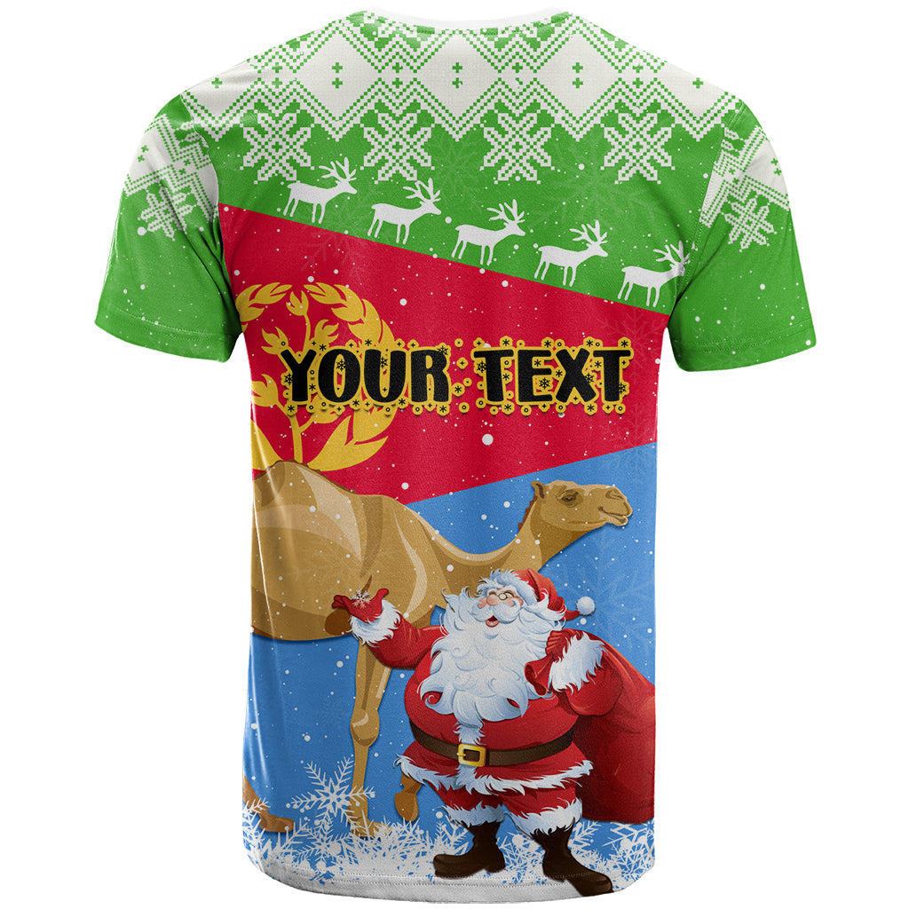 Custom Eritrea Christmas T Shirt Santa Claus With Dromedary Camel - Wonder Print Shop