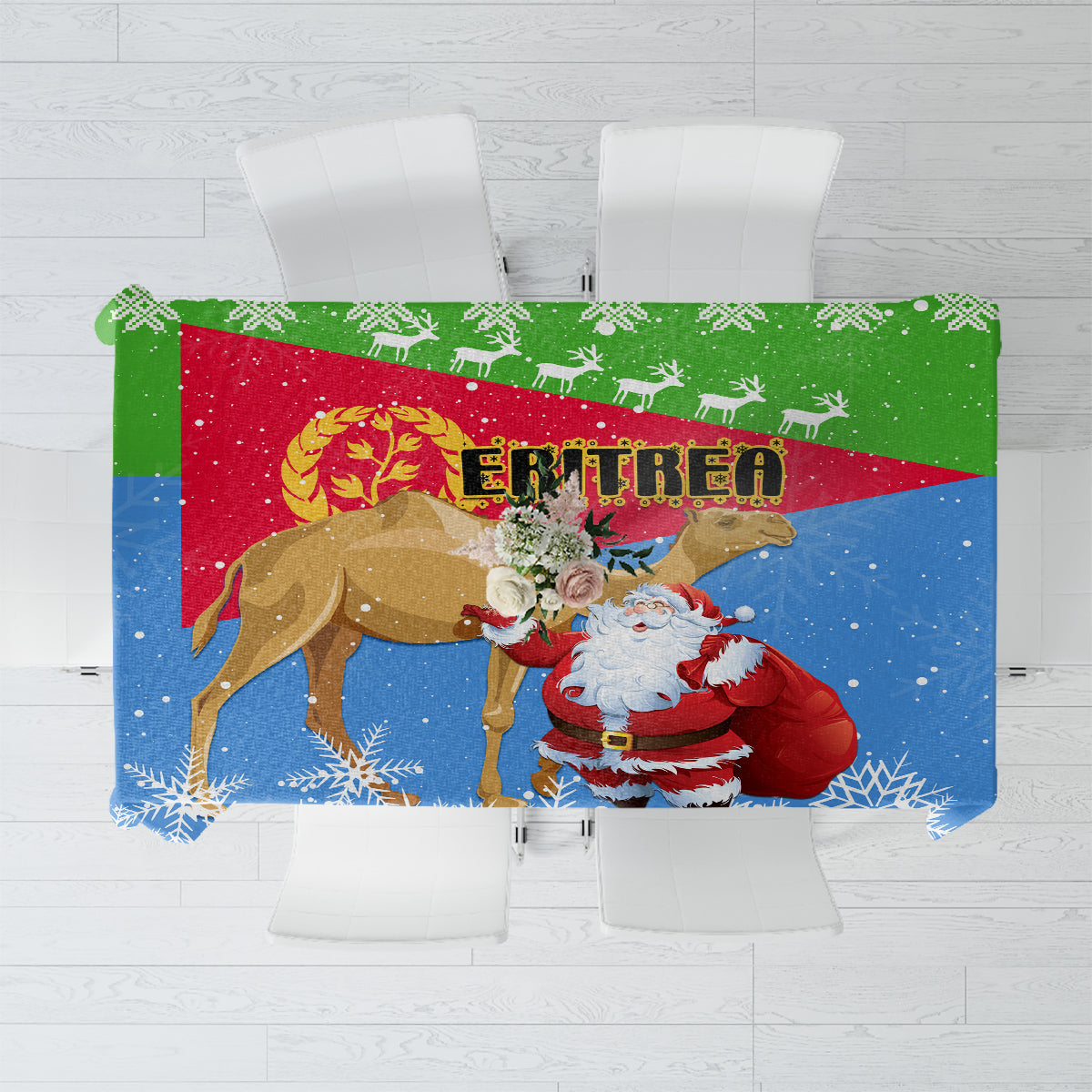 Custom Eritrea Christmas Tablecloth Santa Claus With Dromedary Camel - Wonder Print Shop