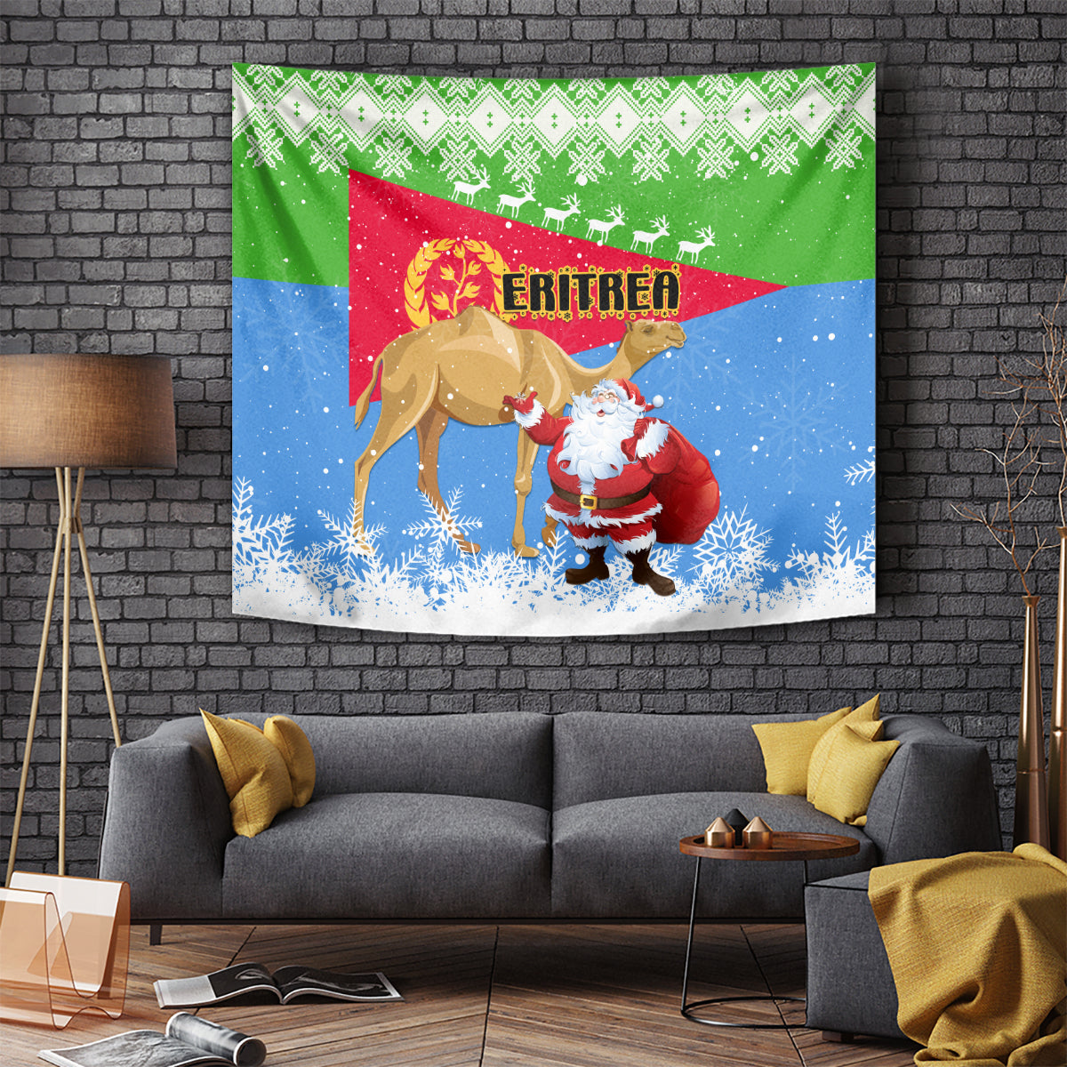 Custom Eritrea Christmas Tapestry Santa Claus With Dromedary Camel - Wonder Print Shop