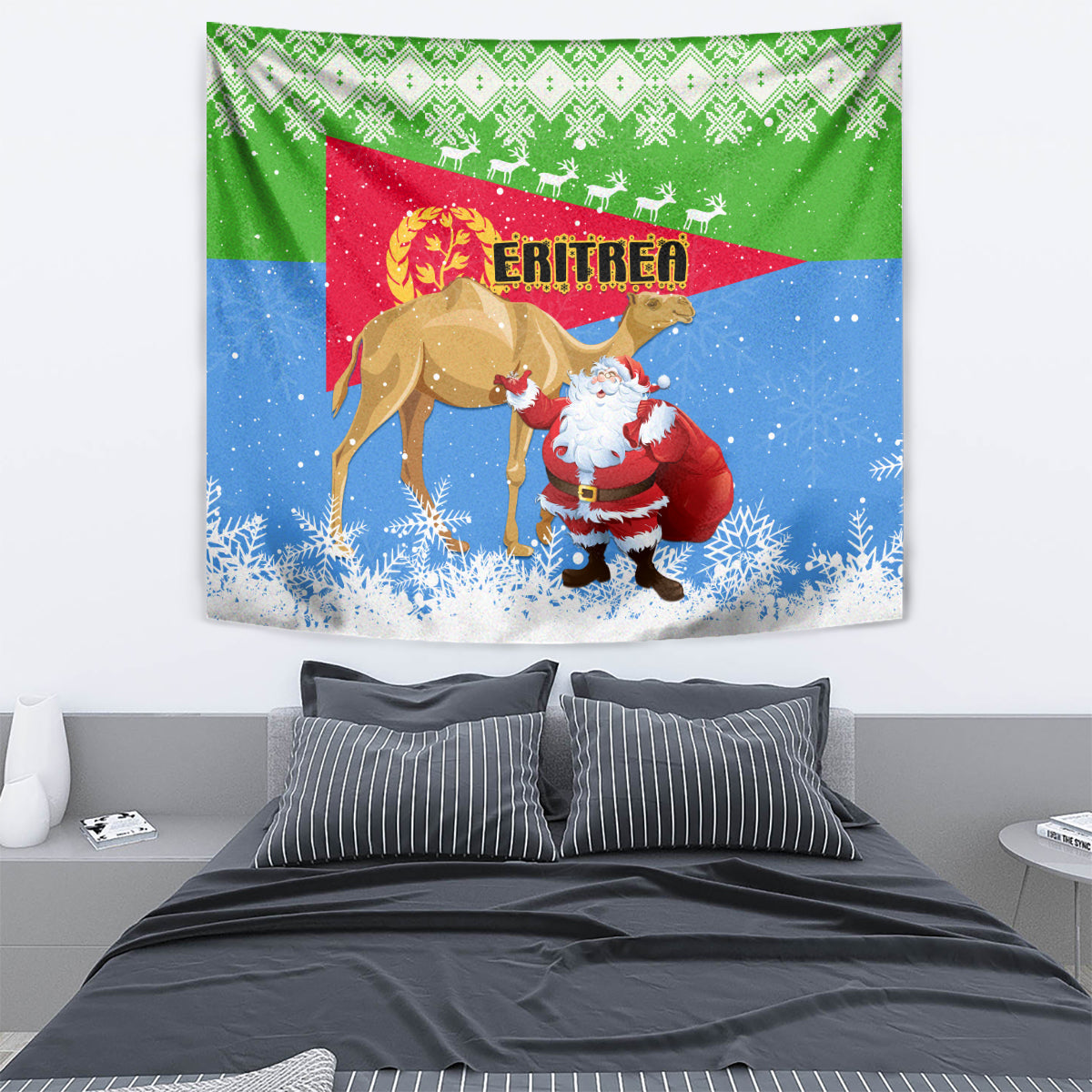 Custom Eritrea Christmas Tapestry Santa Claus With Dromedary Camel - Wonder Print Shop