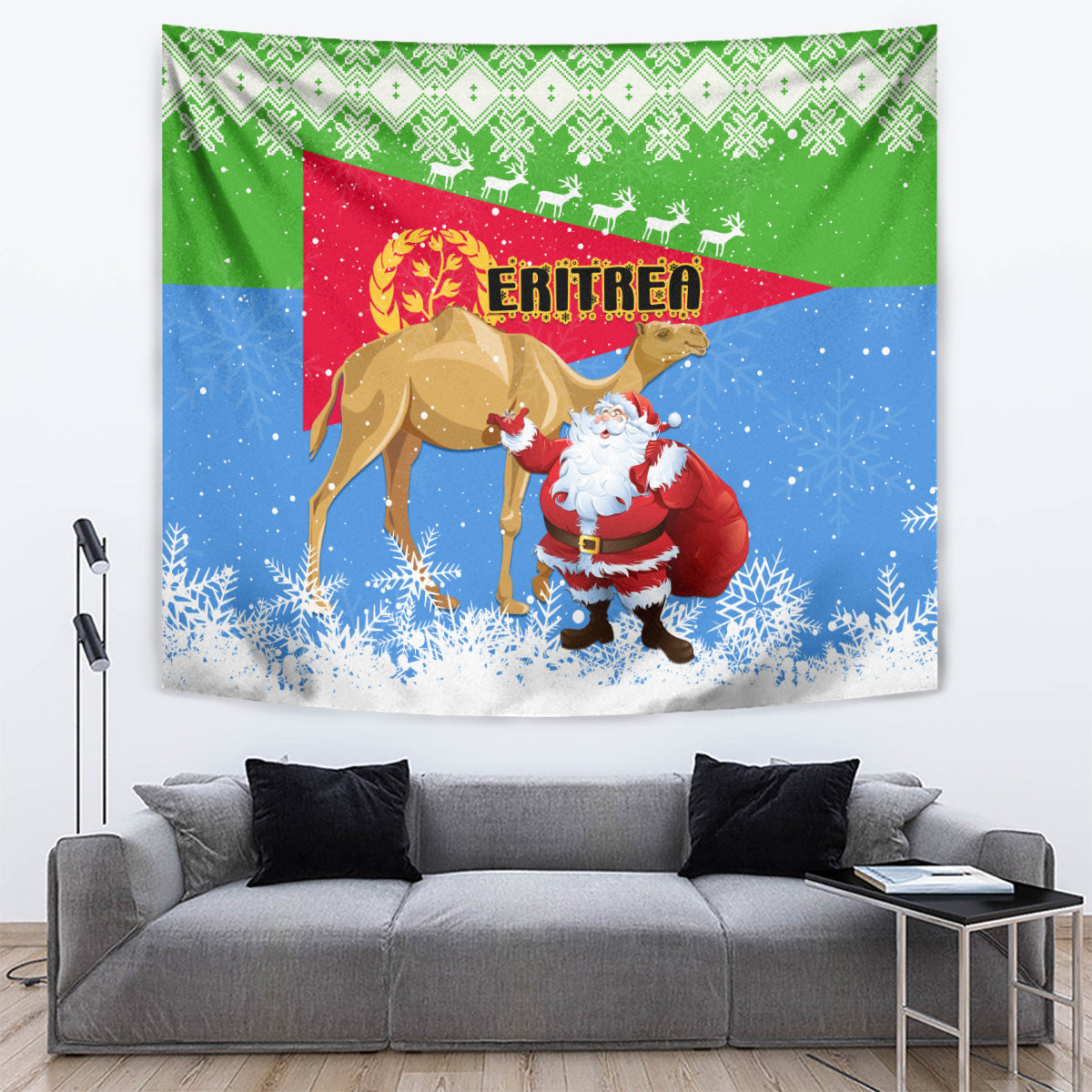 Custom Eritrea Christmas Tapestry Santa Claus With Dromedary Camel - Wonder Print Shop