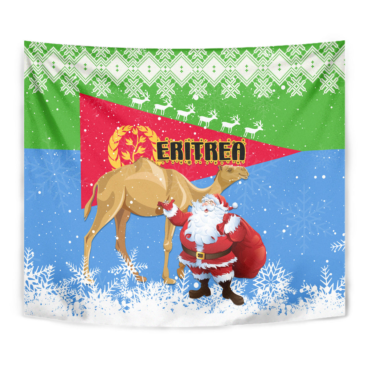 Custom Eritrea Christmas Tapestry Santa Claus With Dromedary Camel - Wonder Print Shop