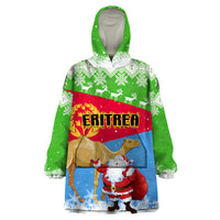 Custom Eritrea Christmas Wearable Blanket Hoodie Santa Claus With Dromedary Camel - Wonder Print Shop