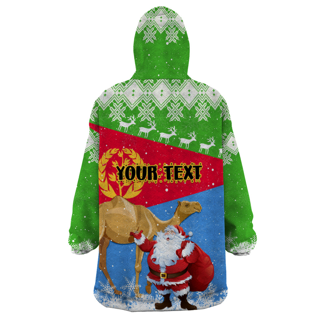 Custom Eritrea Christmas Wearable Blanket Hoodie Santa Claus With Dromedary Camel - Wonder Print Shop