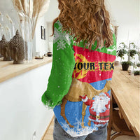 Custom Eritrea Christmas Women Casual Shirt Santa Claus With Dromedary Camel - Wonder Print Shop