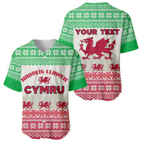 Custom Wales Christmas Baseball Jersey Nadolig Llawen Welsh Dragon - Wonder Print Shop