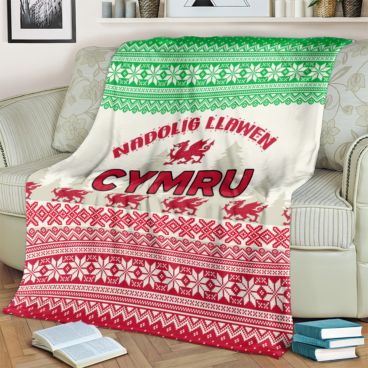 custom-wales-christmas-blanket-nadolig-llawen-welsh-dragon