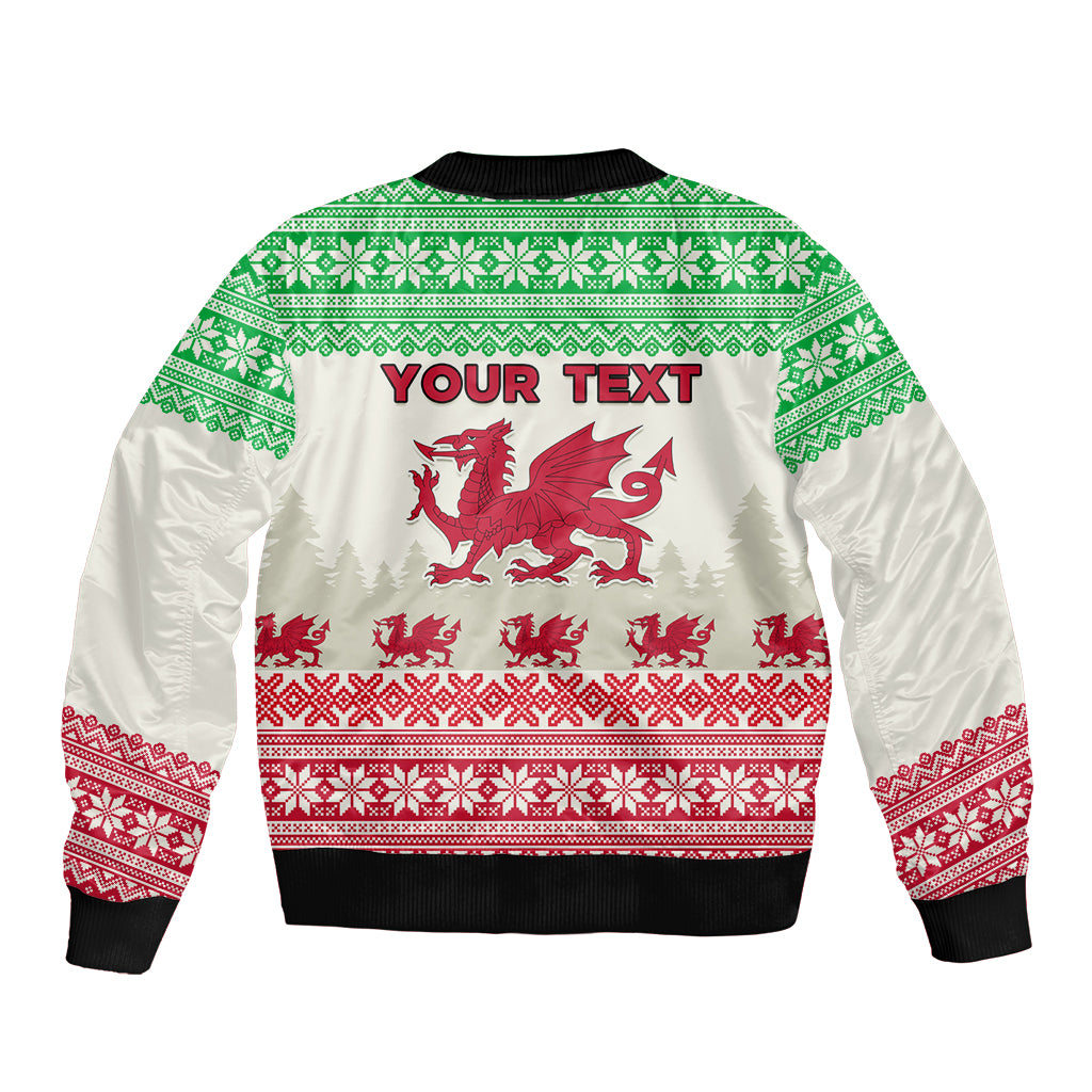 Custom Wales Christmas Bomber Jacket Nadolig Llawen Welsh Dragon - Wonder Print Shop