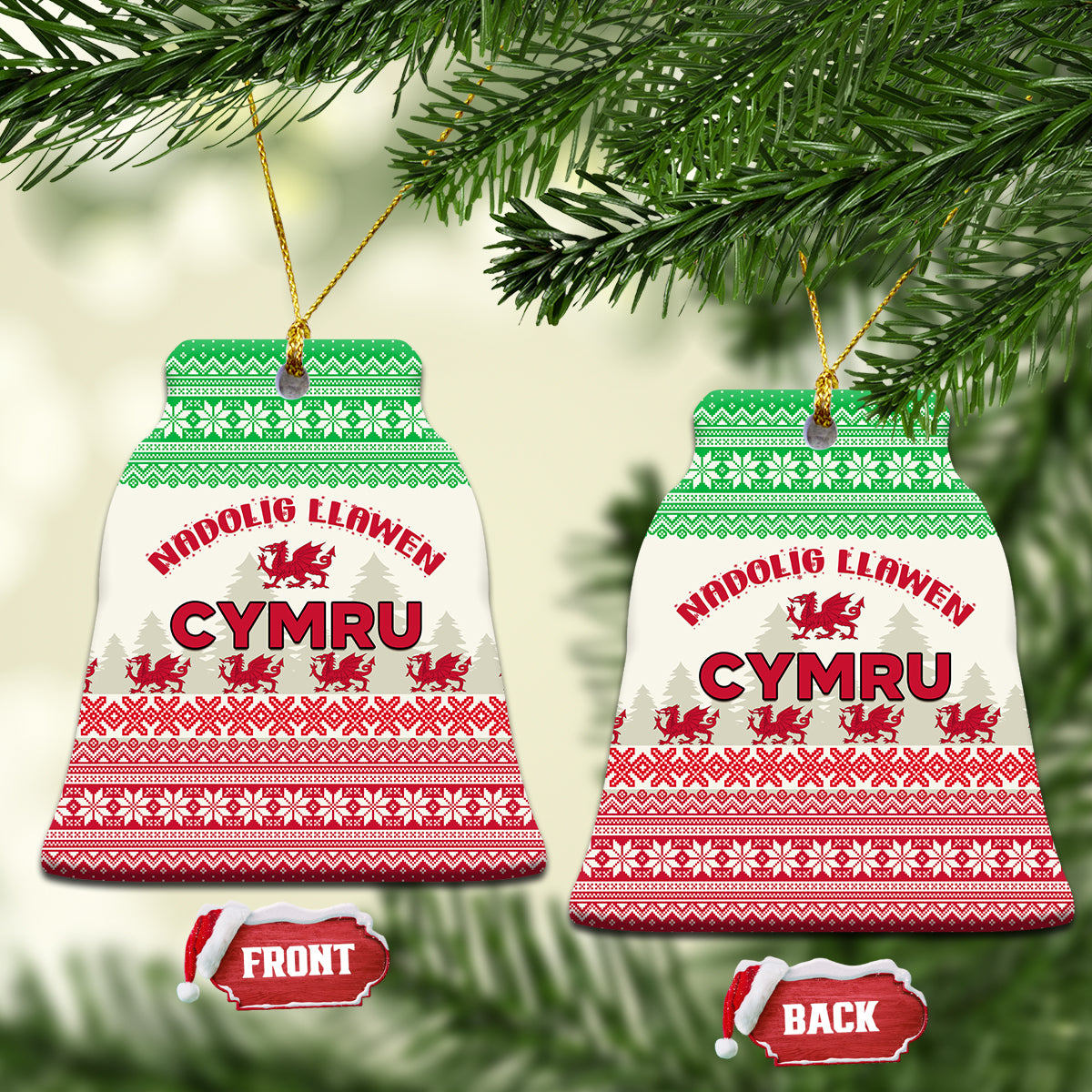 Wales Christmas Ceramic Ornament Nadolig Llawen Welsh Dragon - Wonder Print Shop