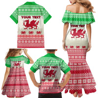 Custom Wales Christmas Family Matching Mermaid Dress and Hawaiian Shirt Nadolig Llawen Welsh Dragon - Wonder Print Shop