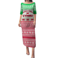 Custom Wales Christmas Family Matching Puletasi Dress and Hawaiian Shirt Nadolig Llawen Welsh Dragon - Wonder Print Shop