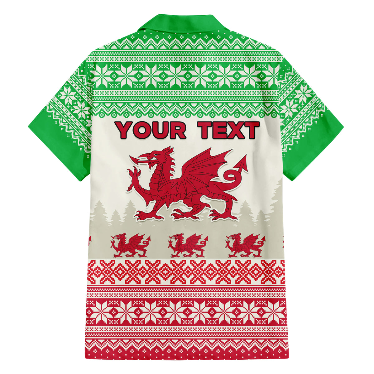 Custom Wales Christmas Family Matching Short Sleeve Bodycon Dress and Hawaiian Shirt Nadolig Llawen Welsh Dragon - Wonder Print Shop