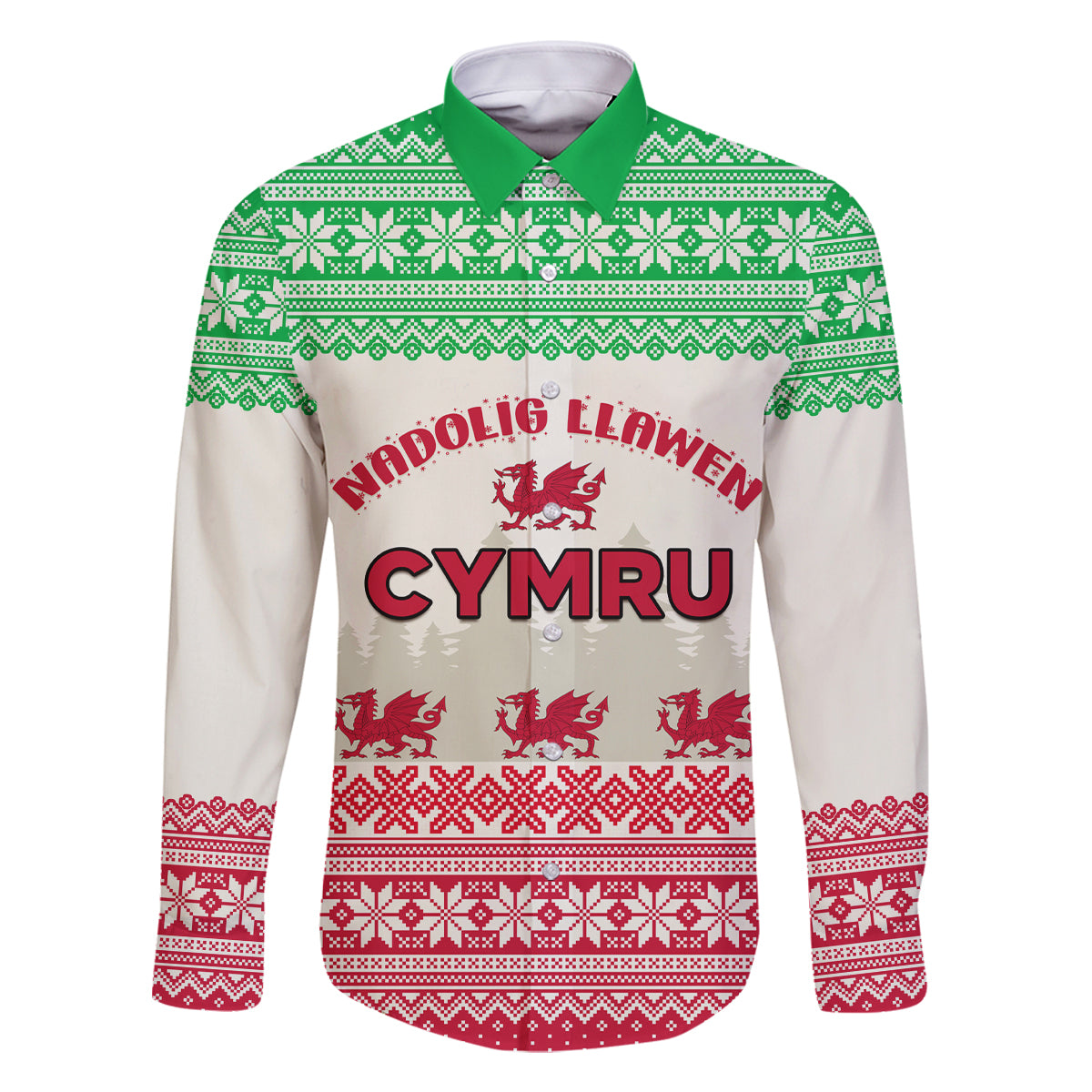 Custom Wales Christmas Family Matching Tank Maxi Dress and Hawaiian Shirt Nadolig Llawen Welsh Dragon - Wonder Print Shop