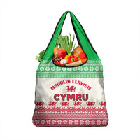 Custom Wales Christmas Grocery Bag Nadolig Llawen Welsh Dragon