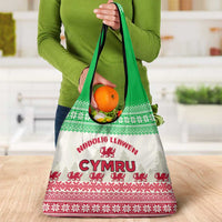 Custom Wales Christmas Grocery Bag Nadolig Llawen Welsh Dragon