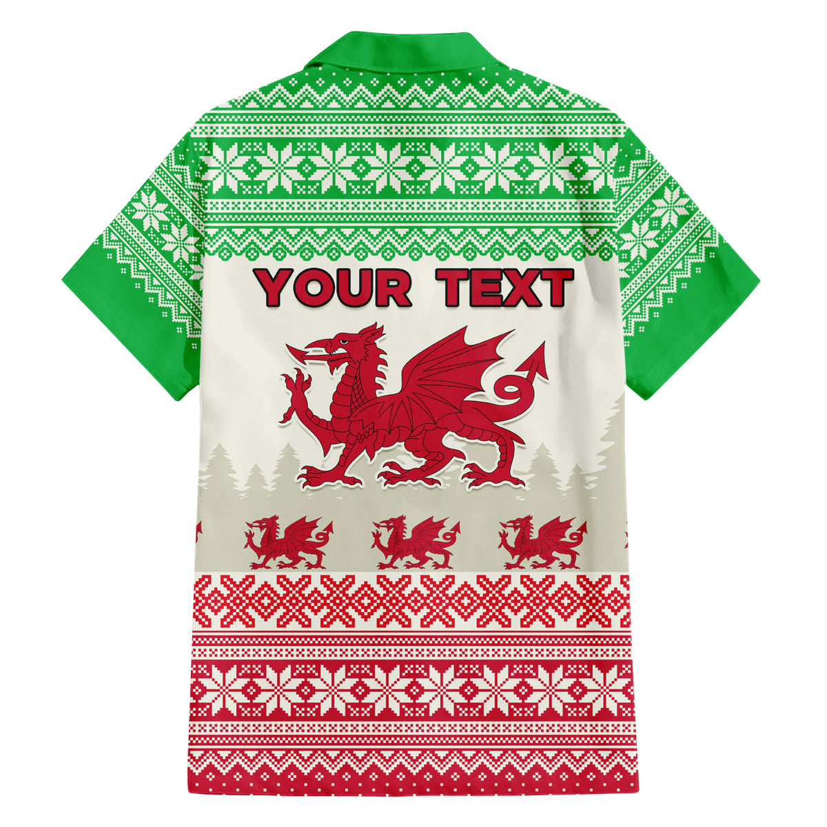 Custom Wales Christmas Hawaiian Shirt Nadolig Llawen Welsh Dragon - Wonder Print Shop