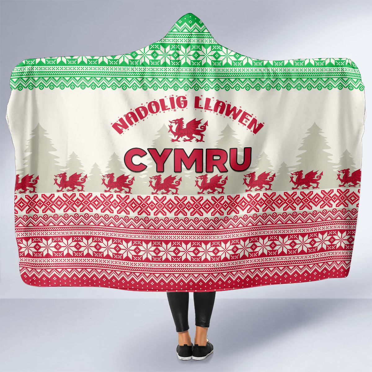 custom-wales-christmas-hooded-blanket-nadolig-llawen-welsh-dragon