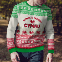 Custom Wales Christmas Ugly Christmas Sweater Nadolig Llawen Welsh Dragon - Wonder Print Shop