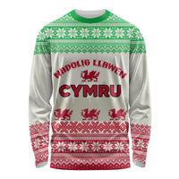 Custom Wales Christmas Long Sleeve Shirt Nadolig Llawen Welsh Dragon - Wonder Print Shop