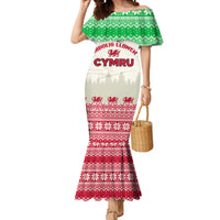 Custom Wales Christmas Mermaid Dress Nadolig Llawen Welsh Dragon - Wonder Print Shop