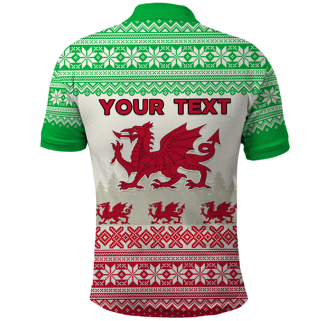 Custom Wales Christmas Polo Shirt Nadolig Llawen Welsh Dragon - Wonder Print Shop