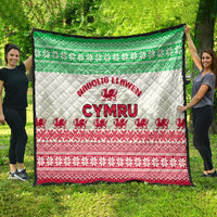 Custom Wales Christmas Quilt Nadolig Llawen Welsh Dragon - Wonder Print Shop