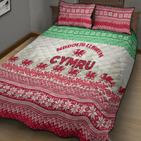 Custom Wales Christmas Quilt Bed Set Nadolig Llawen Welsh Dragon - Wonder Print Shop