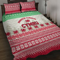 Custom Wales Christmas Quilt Bed Set Nadolig Llawen Welsh Dragon - Wonder Print Shop