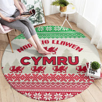 custom-wales-christmas-round-carpet-nadolig-llawen-welsh-dragon